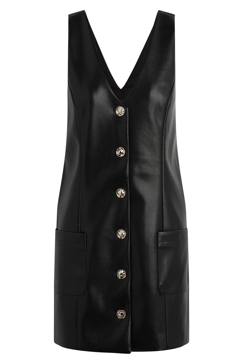 The Sasha Faux Leather Minidress, Alternate, color, RAVEN