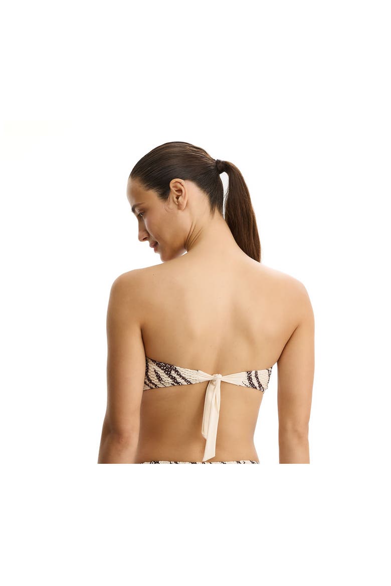 Safari Chic Textured Bandeau Bikini Top, Alternate, color, Cream-Brown