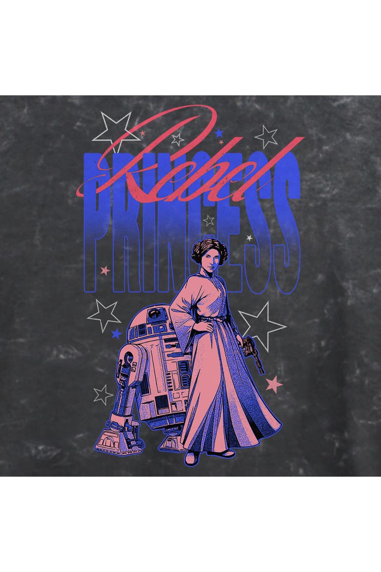 Junior's Star Wars Rebel Princess Stars  Graphic T-Shirt, Alternate, color, Black