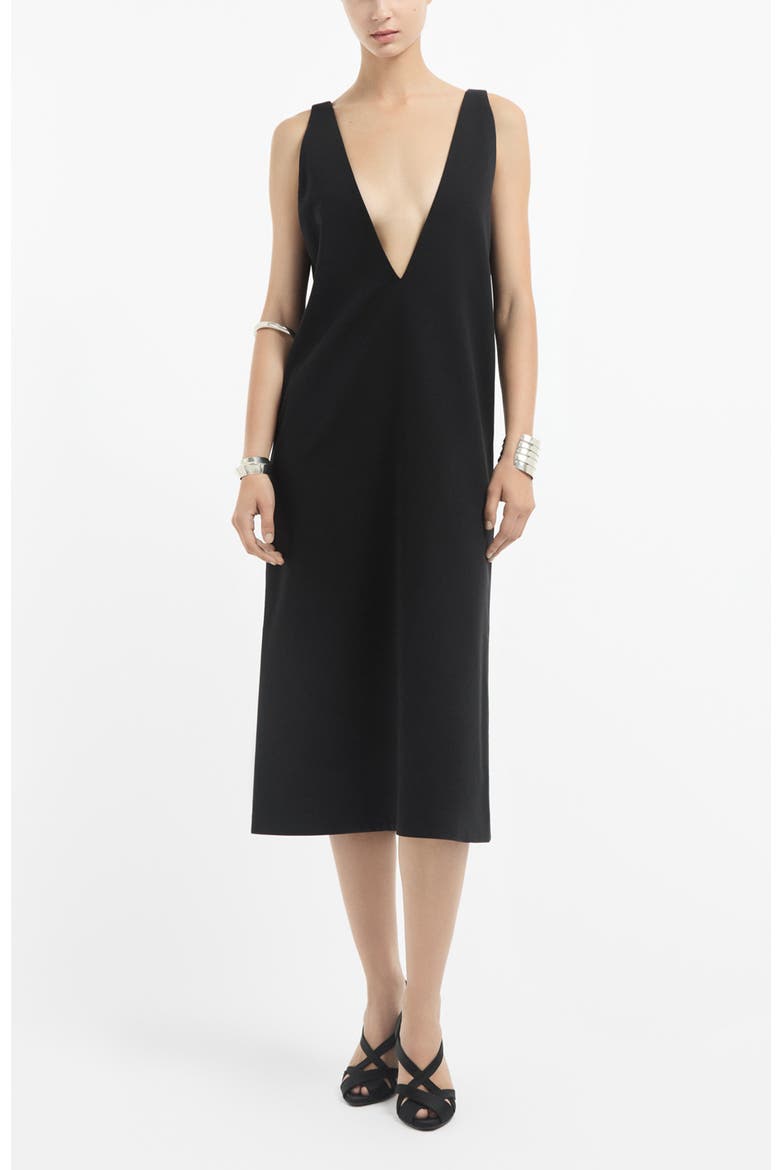 V-Neck Dress in Cotton, Main, color, Black