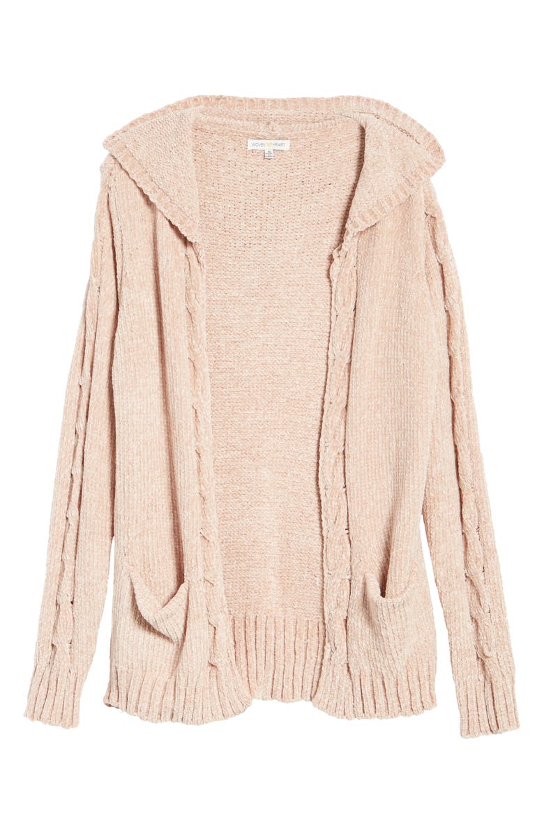 Woven Heart Chenille Hooded Cardigan, Alternate, color, 