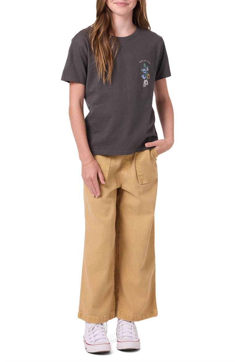 Kids' Angie Floral Graphic T-Shirt, Alternate, color, WASHED BLACK