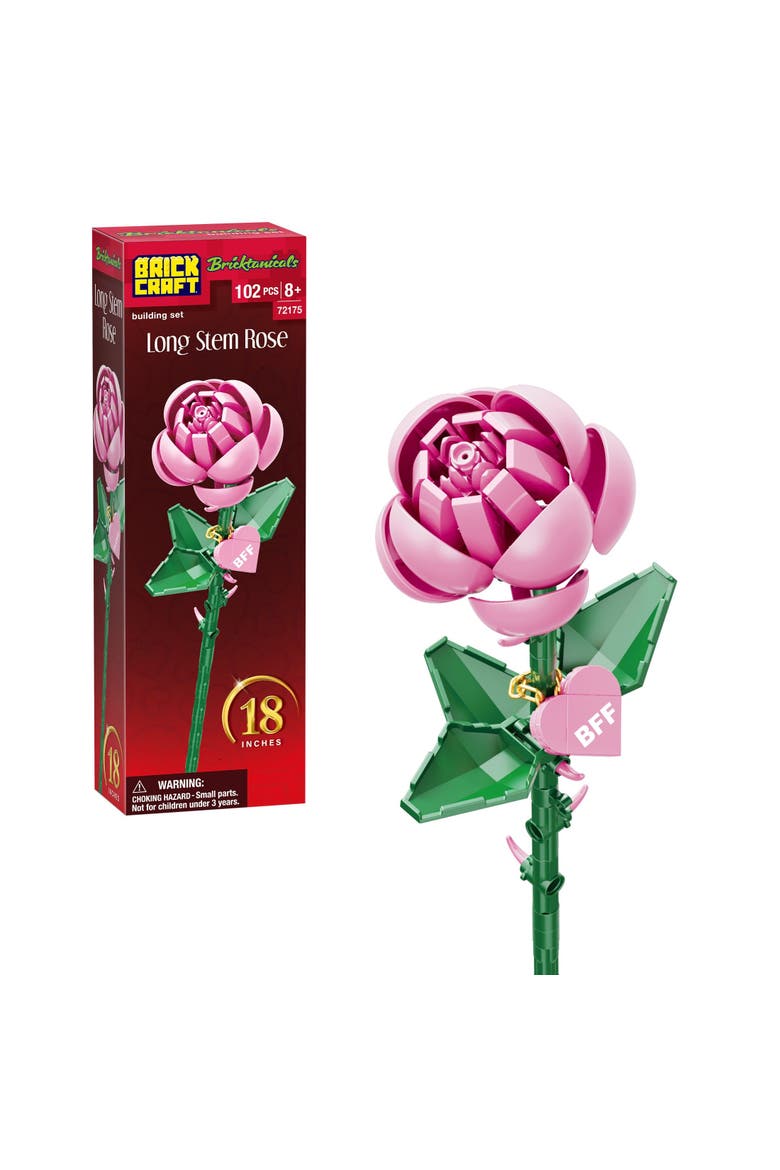 Bricktanicals Pink Long Stem Rose Building Set, Main, color, Pink
