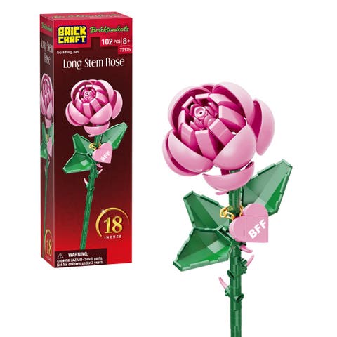Bricktanicals Pink Long Stem Rose Building Set