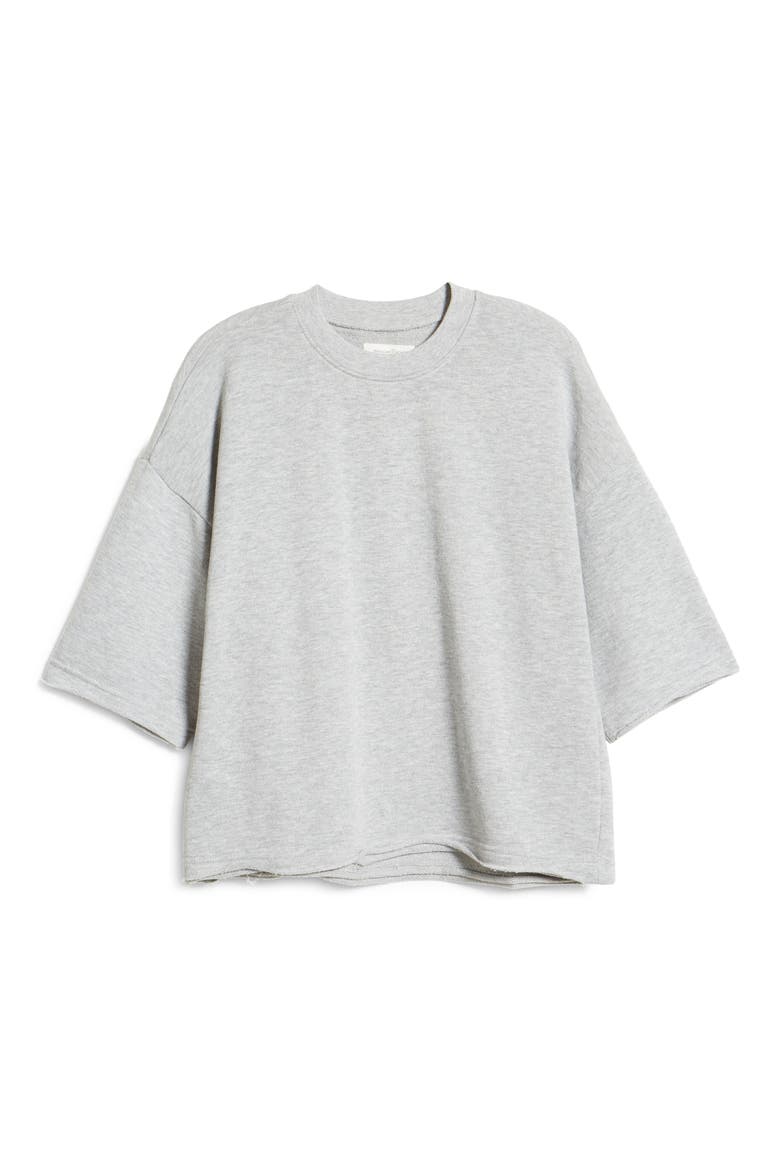 Short Sleeve Sweatshirt, Alternate, color, GREY HEATHER