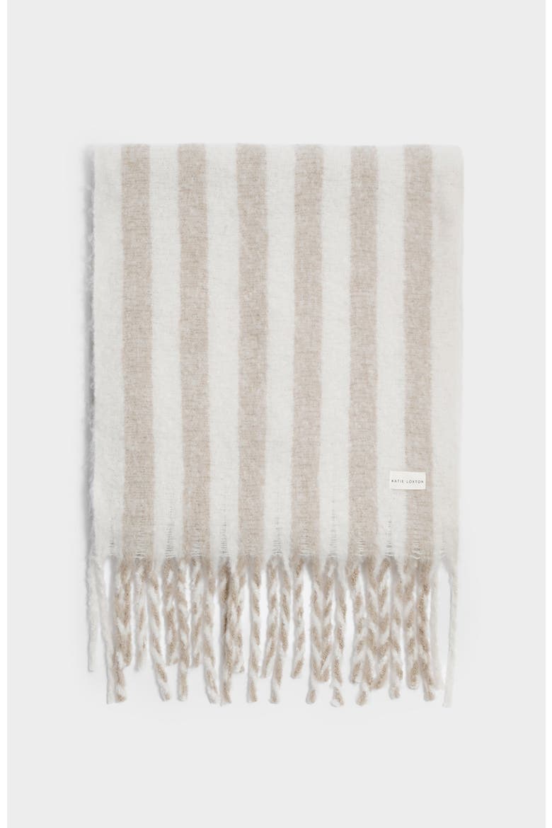 Recycled Checked Tassel Scarf, Main, color, Off White / Sand