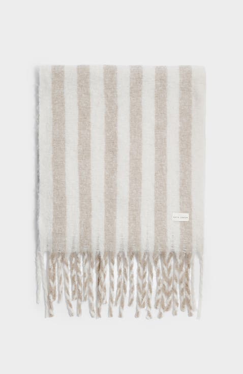 Recycled Checked Tassel Scarf