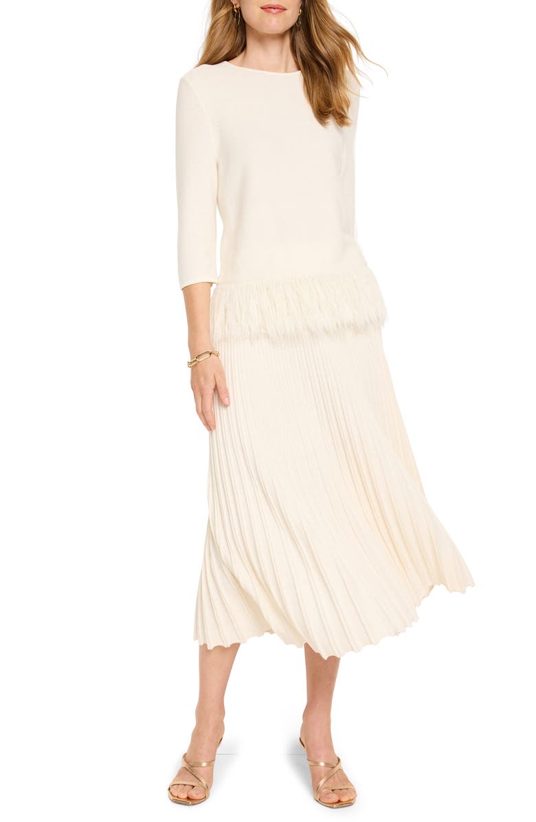 NIC+ZOE Feather Fringe Sweater, Alternate, color, Classic Cream