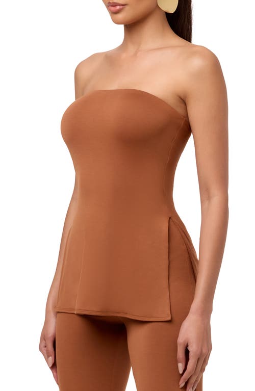 Naked Wardrobe Stretch Modal Tunic Tube Top In Brown