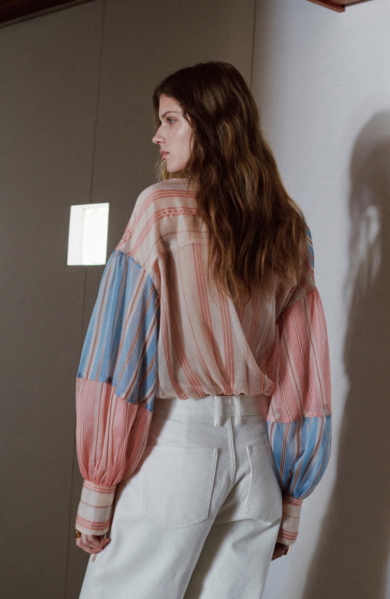 MANGO Stripe Tie Hem Shirt, Alternate, color, 