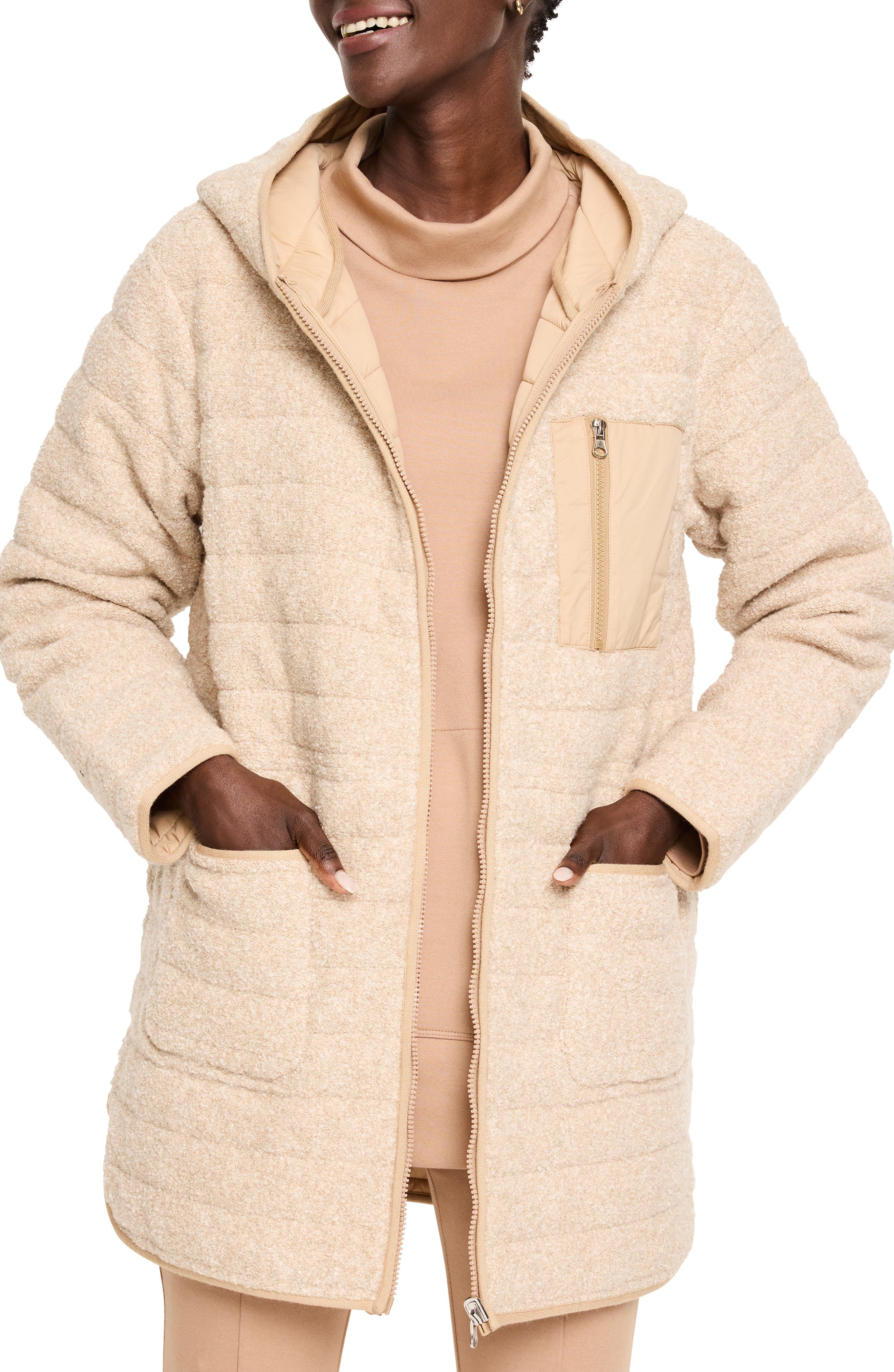 NZ ACTIVE by NIC+ZOE Hooded Quilted Reversible Coat