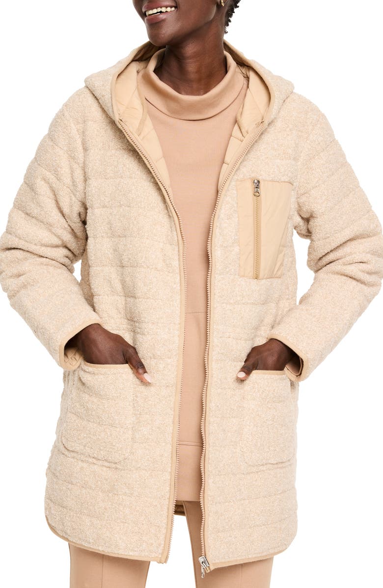 NZ ACTIVE by NIC+ZOE Hooded Quilted Reversible Coat, Main, color, Neutral Multi