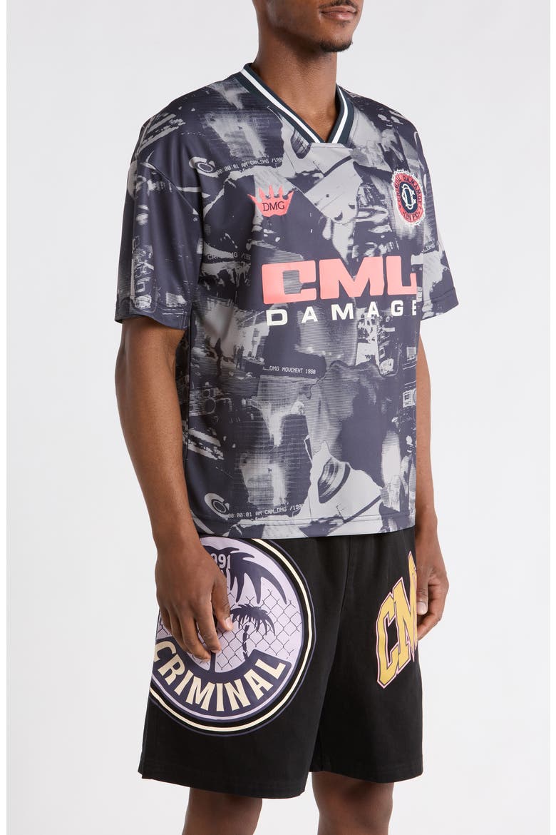 Carnival FC Football T-Shirt, Alternate, color, GREYSCALE/ CORAL
