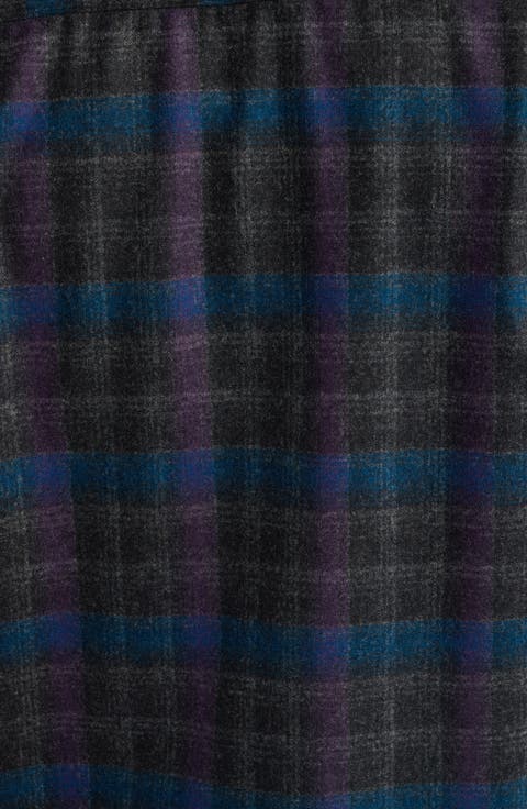 Plaid Wool Flannel Button-Up Board Shirt