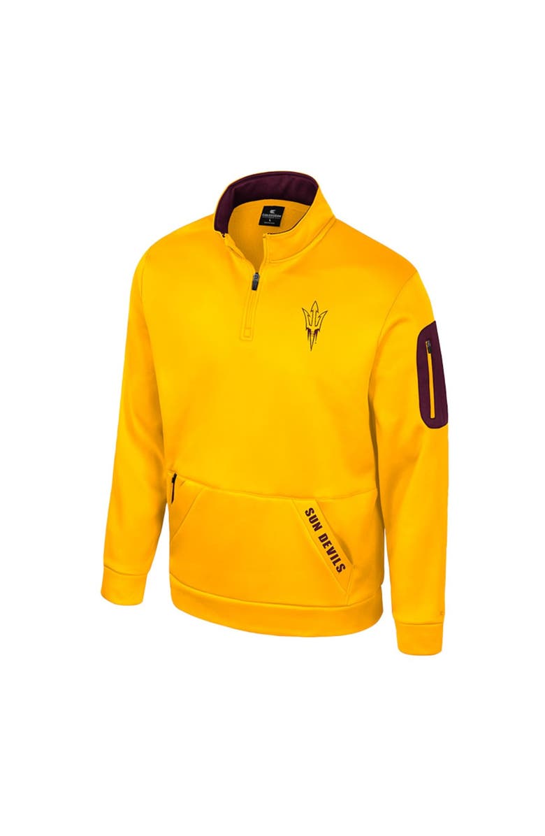 COLOSSEUM Men's Colosseum Gold Arizona State Sun Devils Mainframe Quarter-Zip Fleece Jacket, Alternate, color, Gold