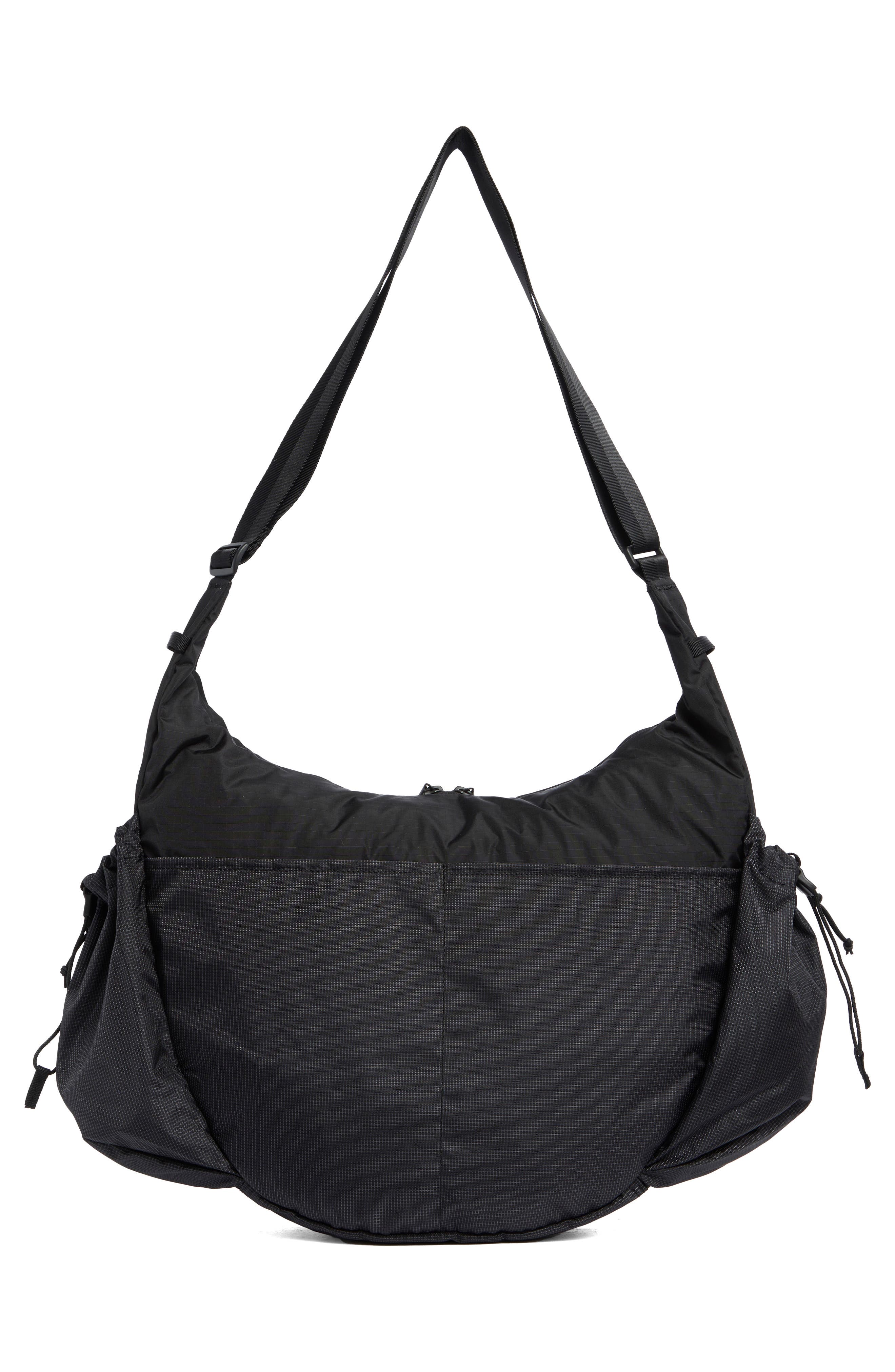 Baboon to the Moon Big Crescent Ripstop Crossbody Bag, Alternate, color, Black