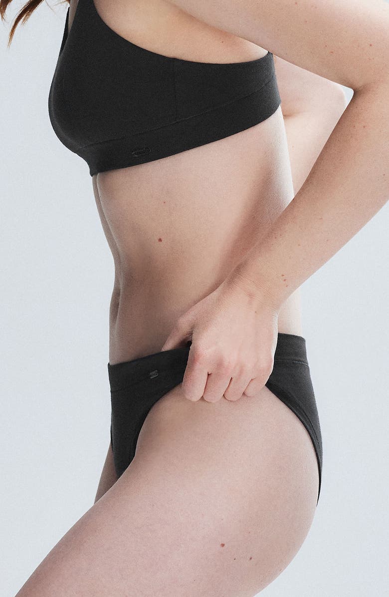 SAVAGE X FENTY Essentials Cotton Blend Cheeky Briefs, Alternate, color, Black Caviar