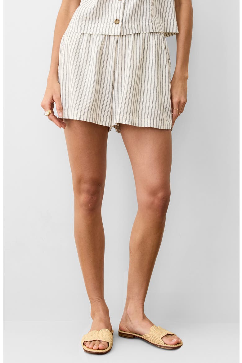 Allison Stripe Hemp Blend Shorts, Main, color, CREAM/ NAVY STRIPE
