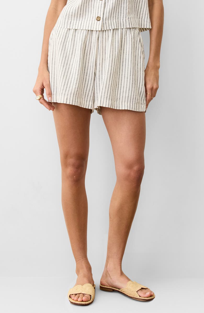Marine Layer Allison Stripe Hemp Blend Shorts, Main, color, Cream/ Navy Stripe