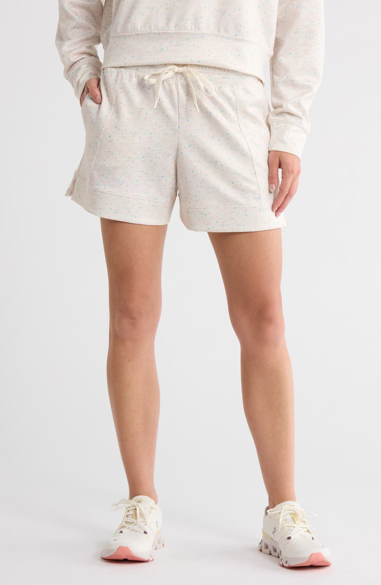 YOGALICIOUS Jublilee Confetti Scuba Knit Shorts, Main, color, Sugar Swizzle Confetti