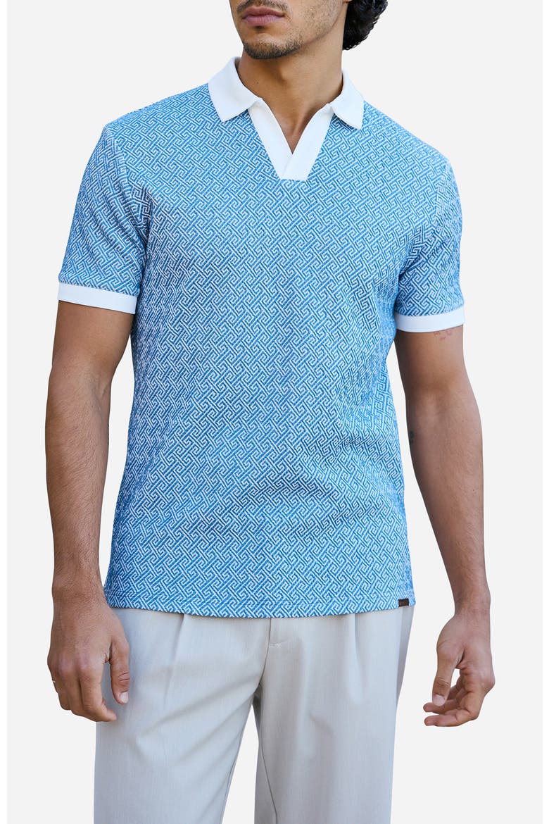 Calvi Swirl Geo Jacquard Slim Polo, Main, color, Medium Blue