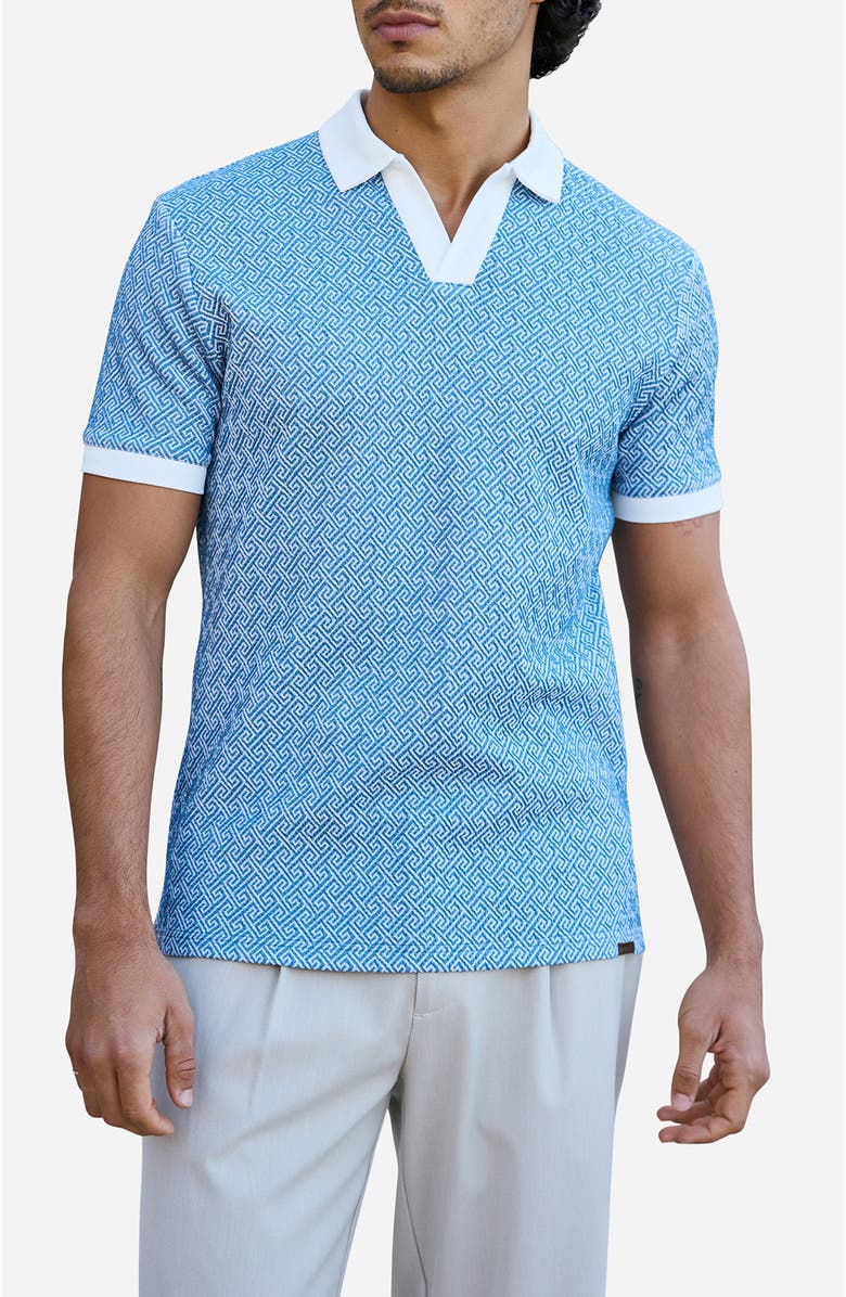 MAUVAIS Calvi Swirl Geo Jacquard Slim Polo, Main, color, Medium Blue