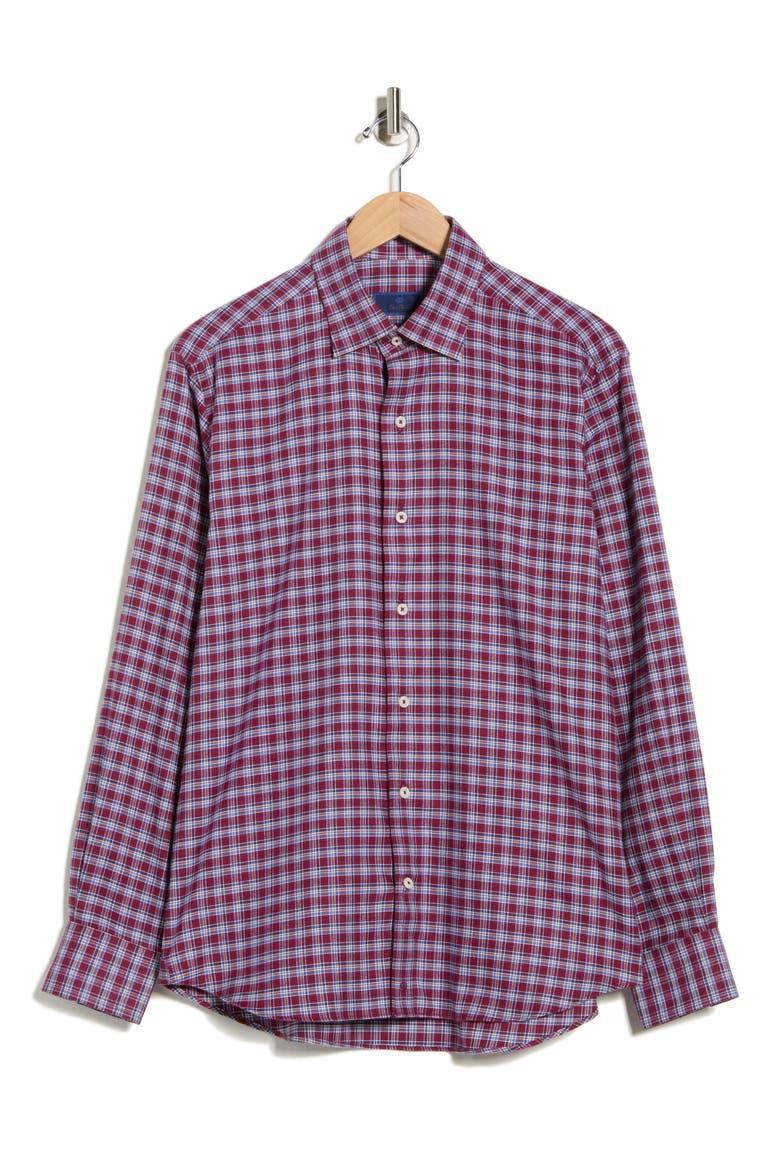Herringbone Check Print Sport Shirt, Alternate, color, MERLOT/ MULTI
