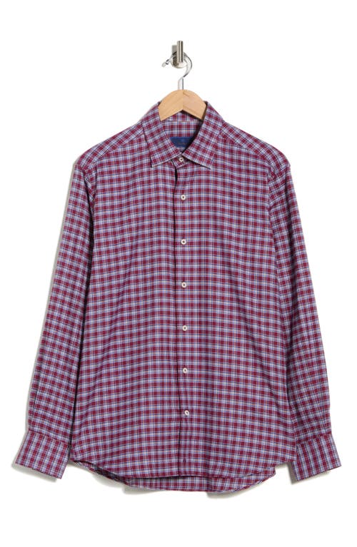 David Donahue Herringbone Check Print Sport Shirt In Purple