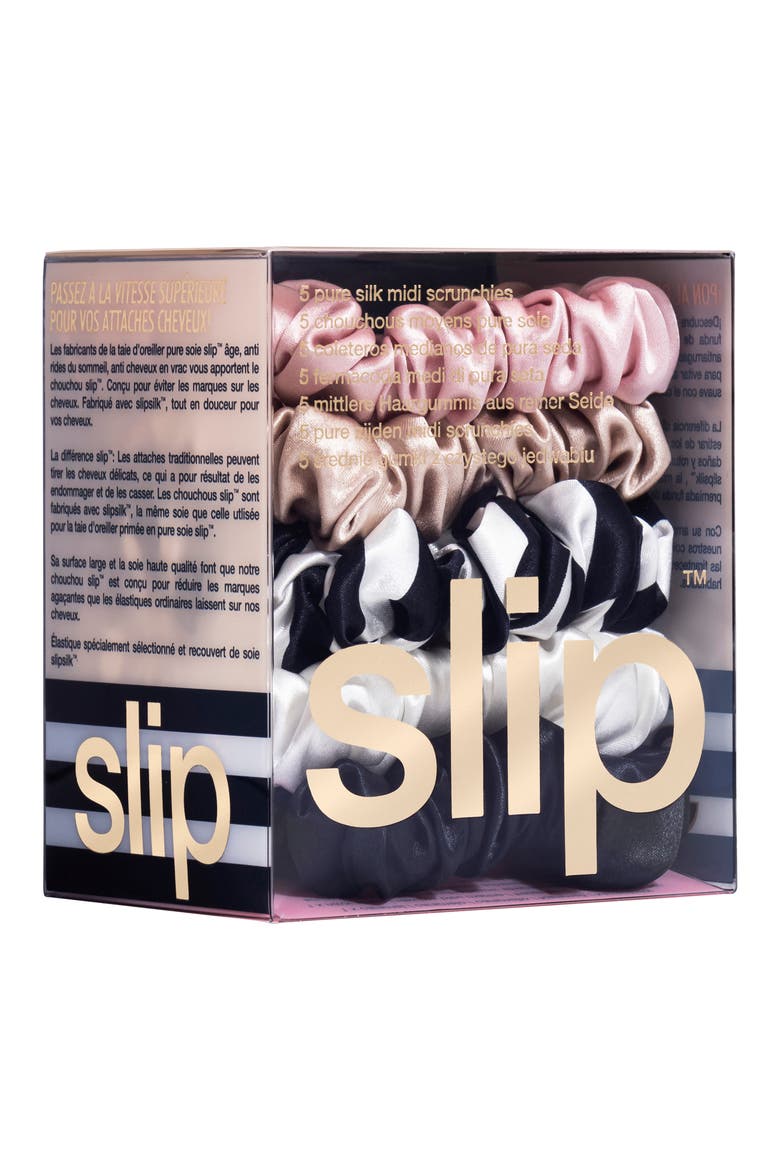 Pure Silk 5-Pack Midi Scrunchies, Alternate, color, MIXED