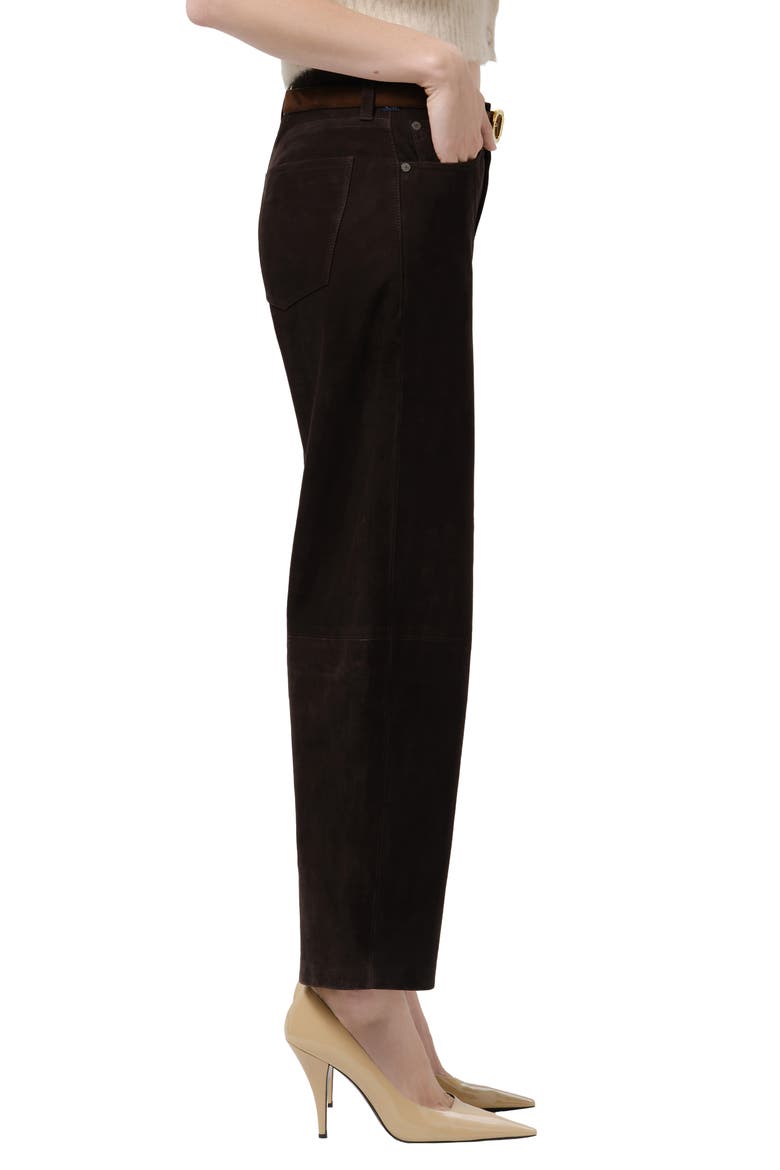 Miro High Waist Suede Barrel Jeans, Alternate, color, CHOCOLATE MD DK BROWN