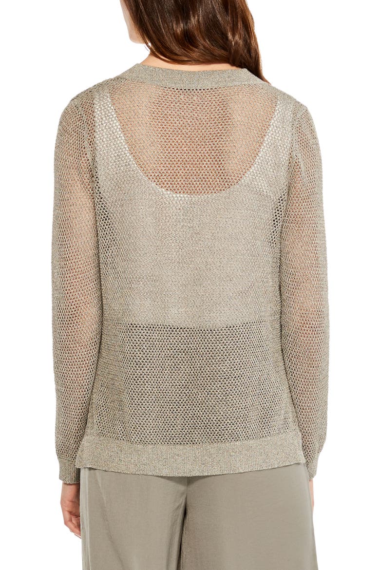 Open Stitch V-Neck Sweater, Alternate, color, TARRAGON
