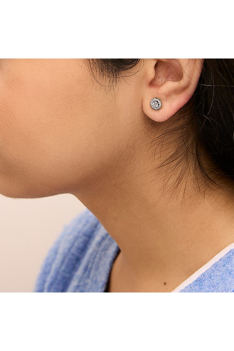 14K White Gold 3/4 Ct Lab-Grown Diamond Floating Halo Stud Earring, Alternate, color, White