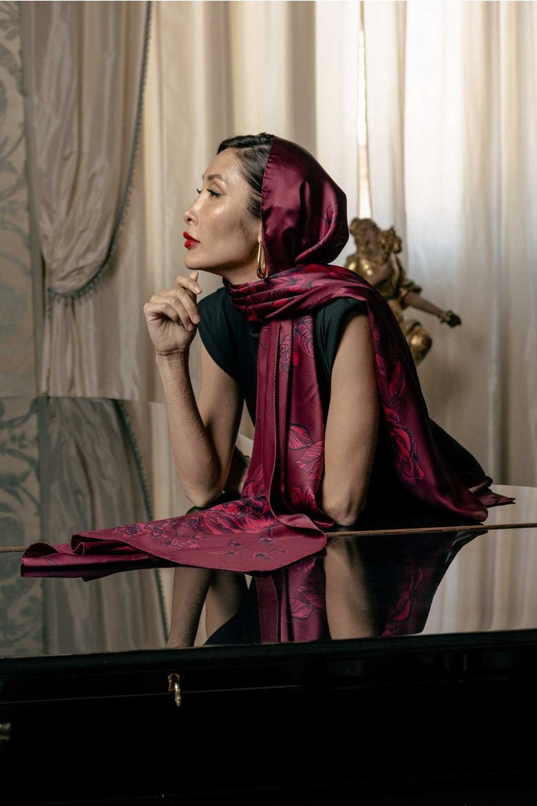 Isabella - Silk Scarf/Shawl for Women, Alternate, color, Garnet