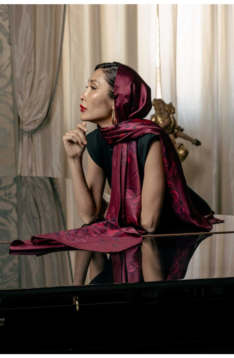 Elizabetta Isabella - Silk Scarf/Shawl for Women, Alternate, color, Garnet