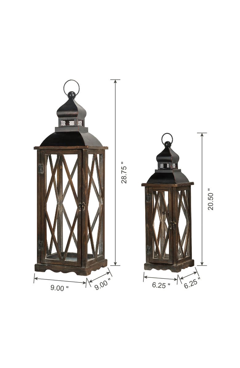 Glitzhome Set of 2 Oversize Farmhouse Hanging Candle Holders Decorative Floor Lanterns, Alternate, color, Black