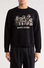 SANTO STUDIO Family Intarsia Cotton Sweater