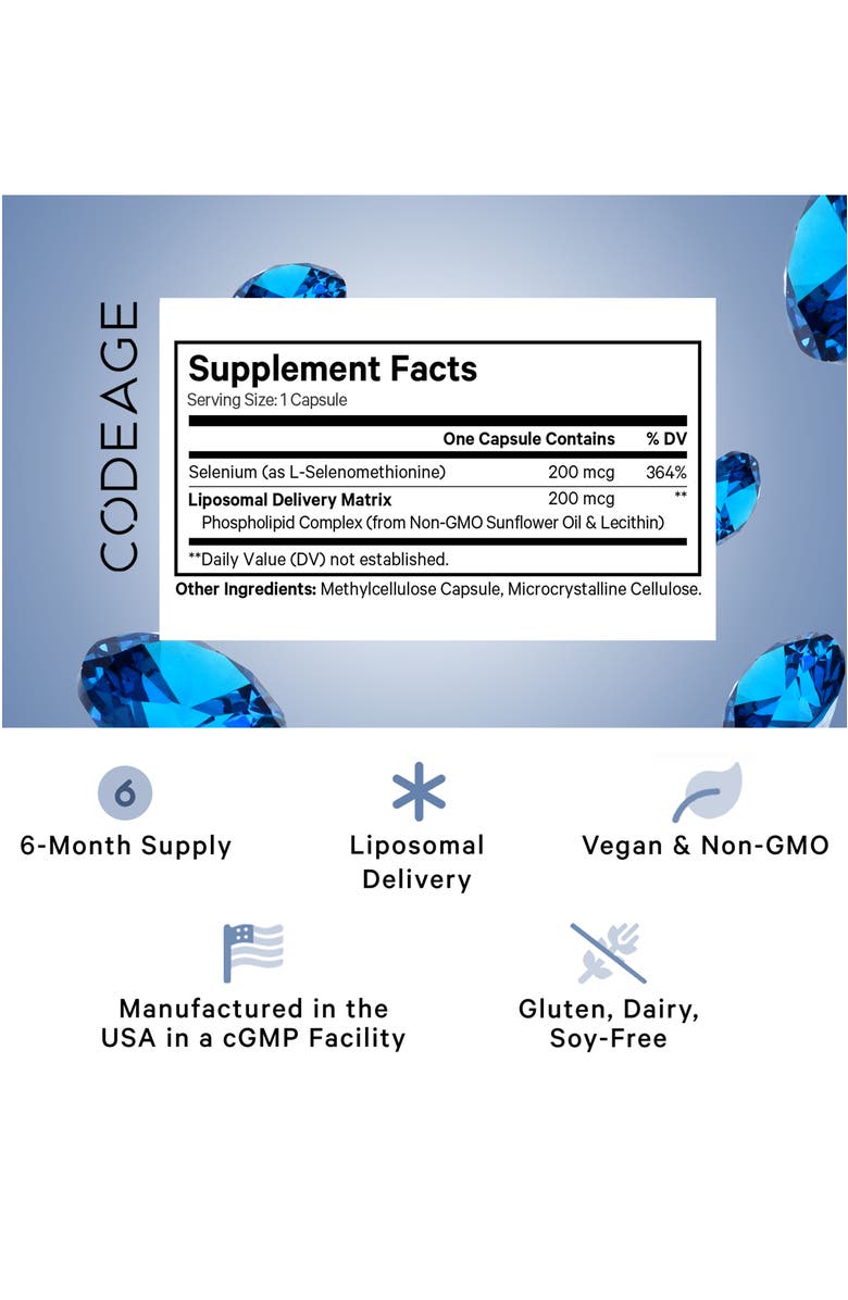 Codeage Liposomal Selenium Trace Mineral  Supplement, Alternate, color, White