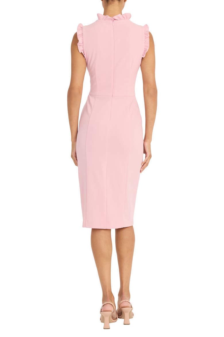 Ruffled Sleeveless Midi Sheath Dress, Alternate, color, SHELL PINK
