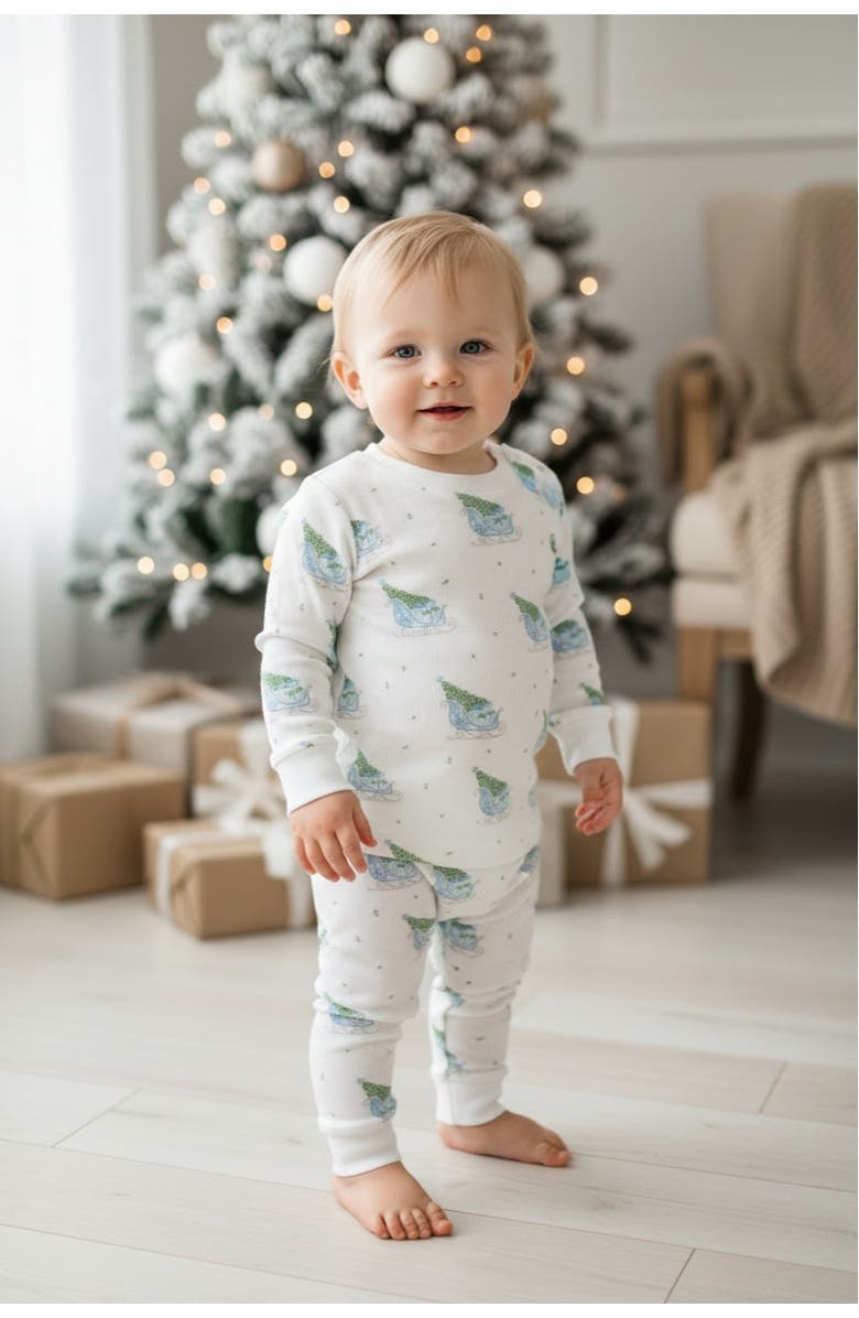 Nellapima Pima Cotton Christmas Merry Sleighs Pajama - Baby, Alternate, color, Blue