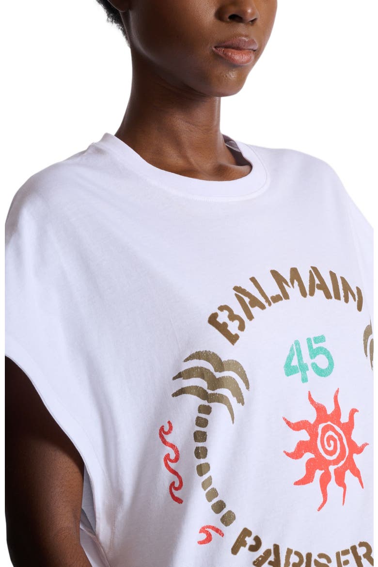 T-shirt with Balmain Club print, Alternate, color, white