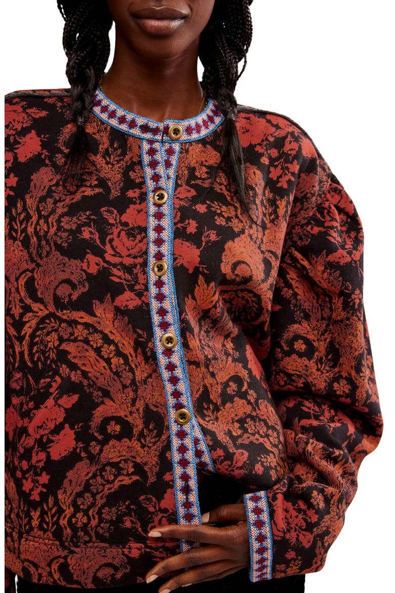 Contrast Trim Button-Up Jacket, Alternate, color, BLEACHED COMBO
