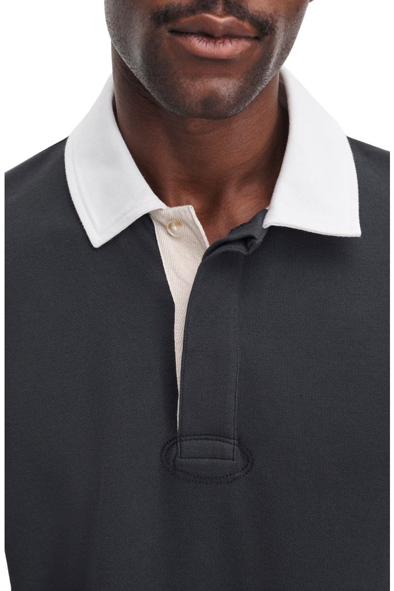 Classic Long Sleeve Pima Cotton Piqué Rugby Polo, Alternate, color, BLACK