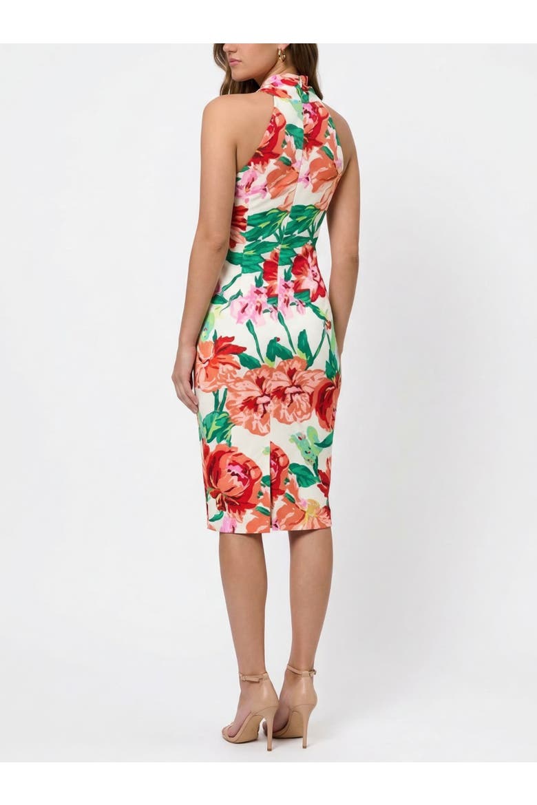 Harland Crossover Halter Midi Dress, Alternate, color, Punch Floral