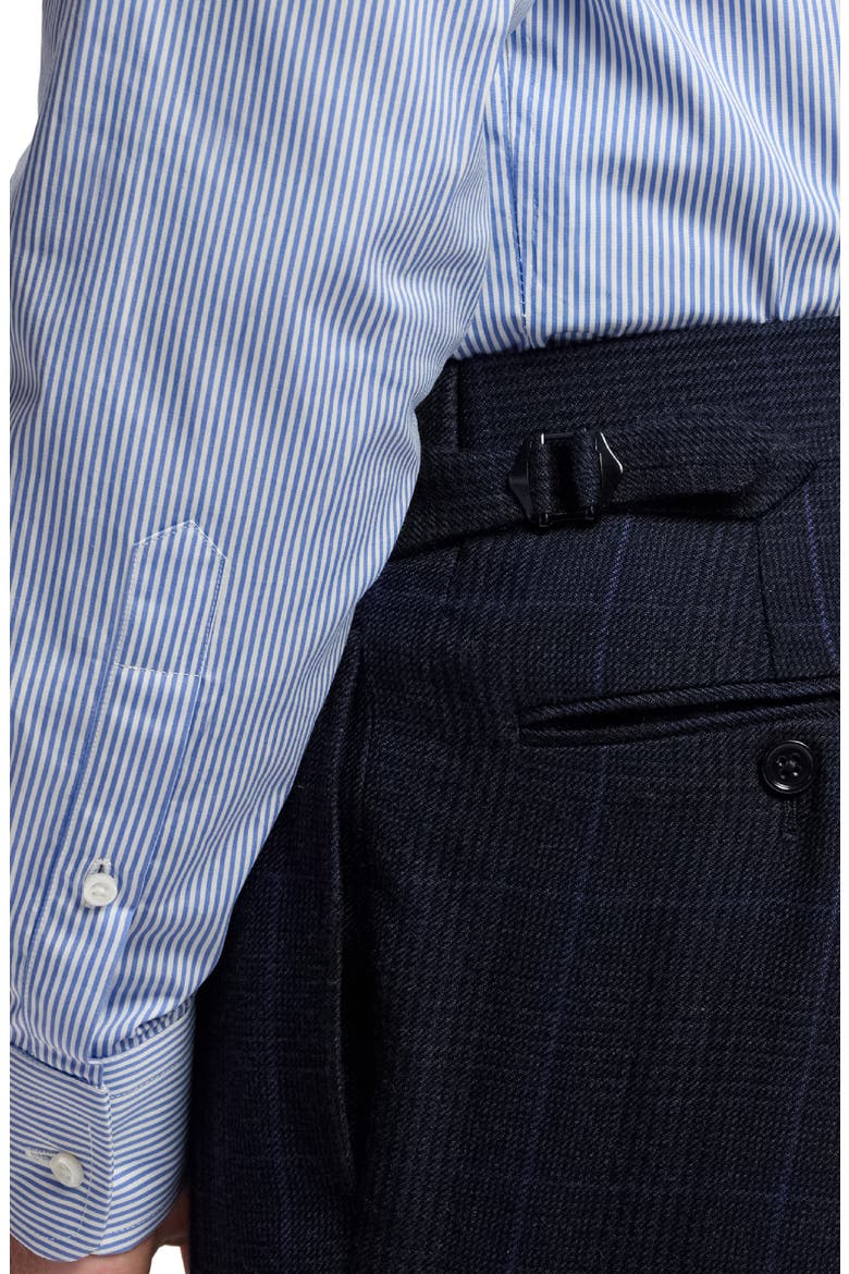 Gregory Pleated Glen Plaid Cashmere Trousers, Alternate, color, DARK NAVY MULTI