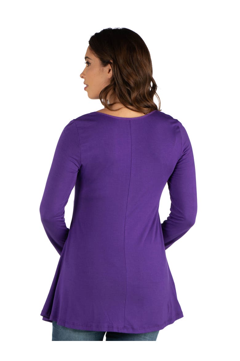 Maternity Long Sleeve Swing Style Flared Tunic Top, Alternate, color, Amethyst