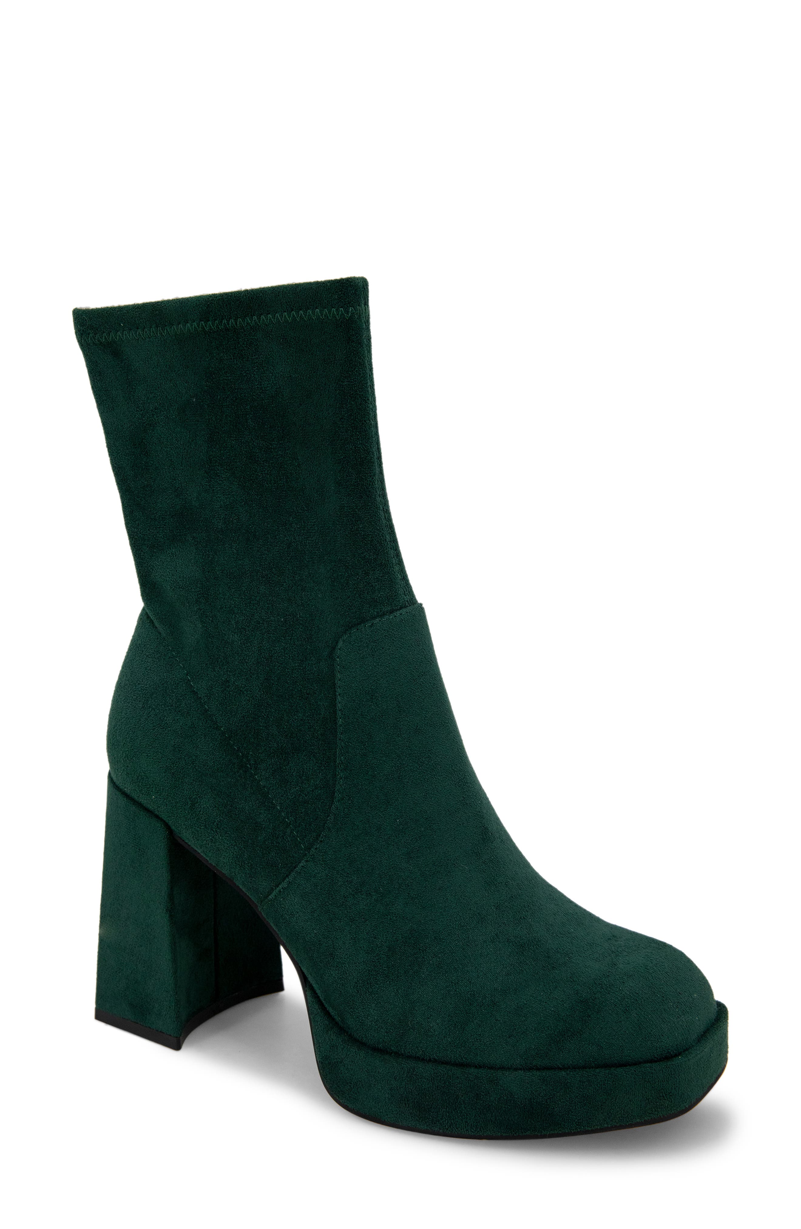 Block Heel Stretch Bootie, Main, color, HUNTER GREEN