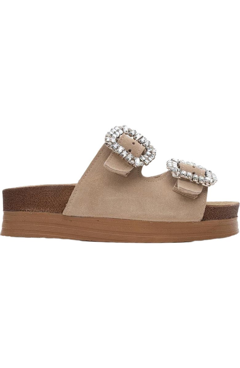 Forever & Always Shoes Polacca Leather Slide Sandal, Alternate, color, Beige Suede Leather
