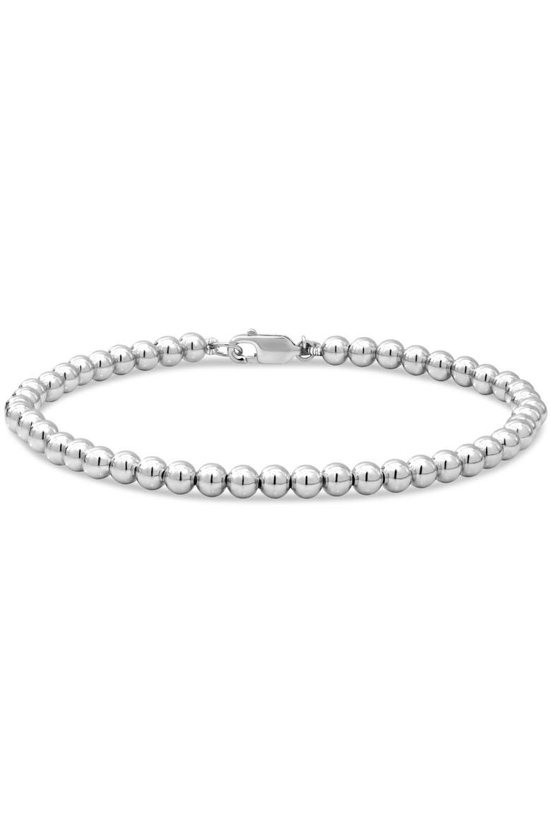 4mm Beaded Ball Chain Bracelet in Rhodium Plated Sterling Silver, Alternate, color, Silver