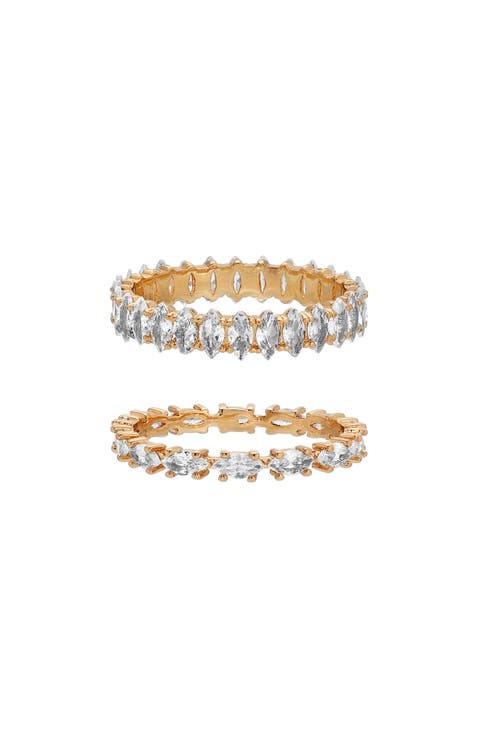 Dainty Marquise Set of 2 Stacking Rings