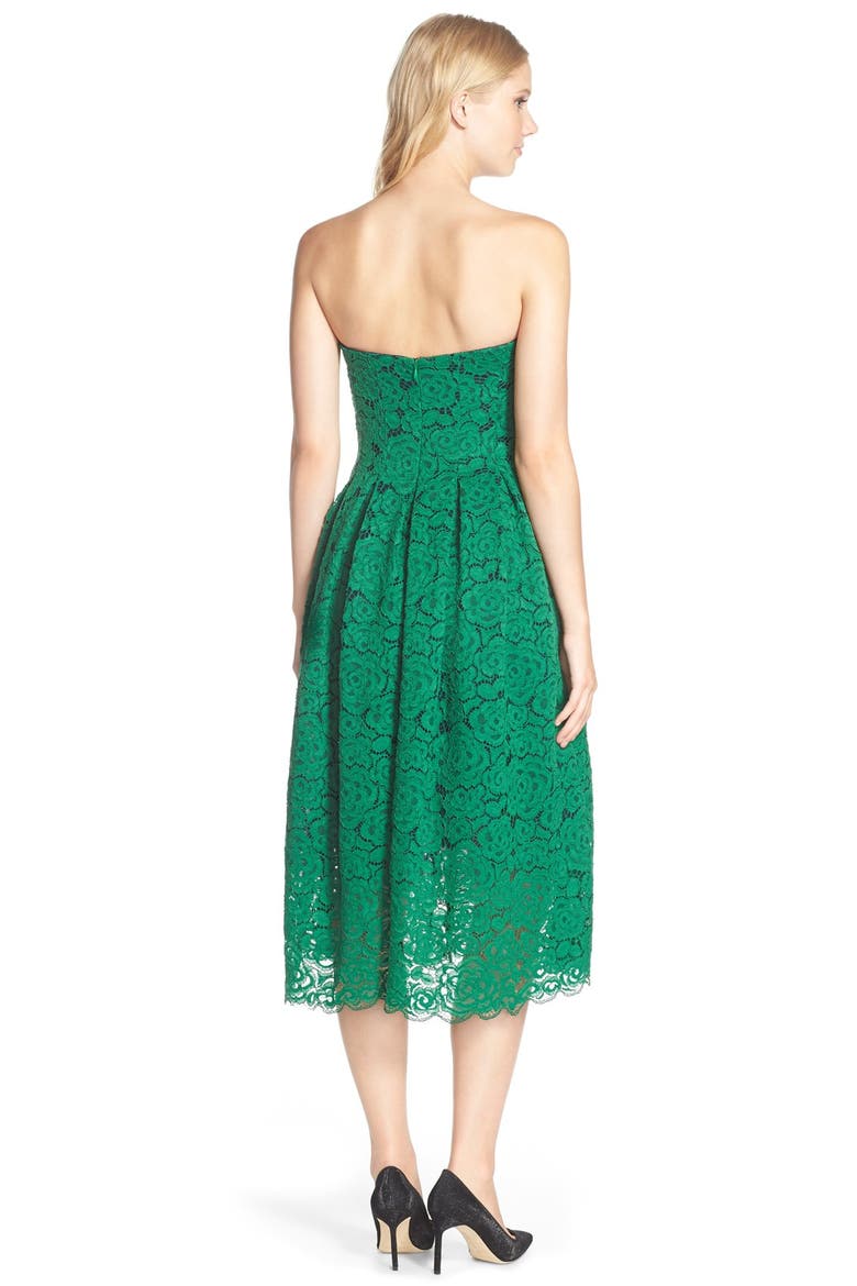 Lace Fit & Flare Dress, Alternate, color, GREEN